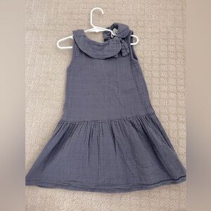 City Mouse Girls Kids Sweet Bow tie Collar Dress Organic Muslin Cotton Boho Sz 4